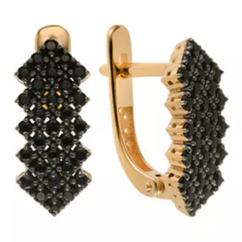 Золотые серьги с черной шпинелью