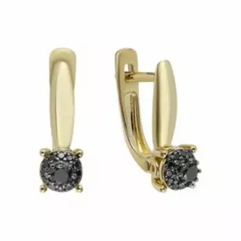 Золотые серьги с черными бриллиантами