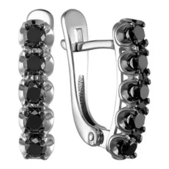 Золотые серьги с черными бриллиантами