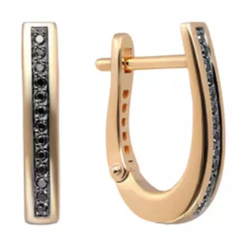 Золотые серьги с черными бриллиантами