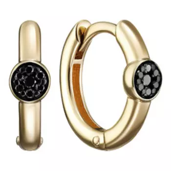 Золотые серьги-конго с черными бриллиантами