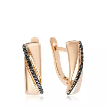 Золотые серьги с черными бриллиантами