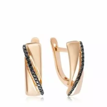 Золотые серьги с черными бриллиантами