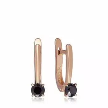 Золотые серьги с черными бриллиантами