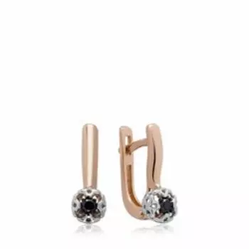 Золотые серьги с черными бриллиантами