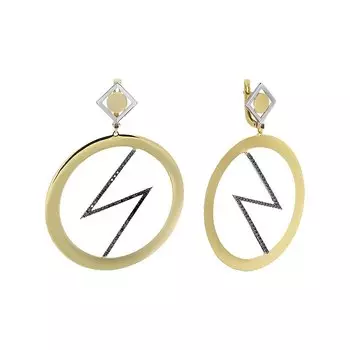 Золотые серьги с черными бриллиантами