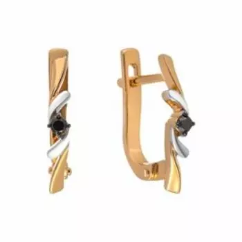 Золотые серьги с черными бриллиантами