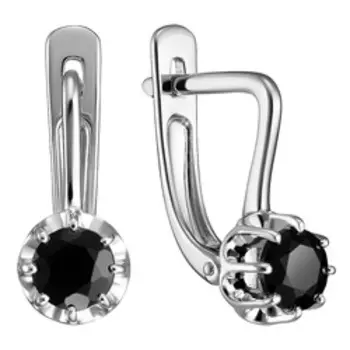 Золотые серьги с черными турмалинами "Цветы"