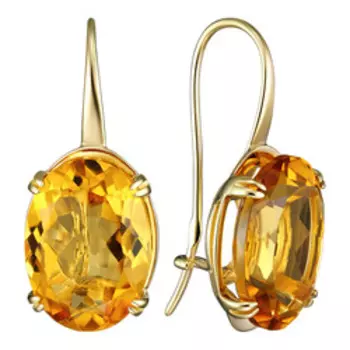 Золотые серьги с цитринами