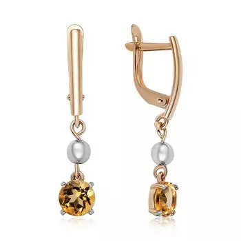 Золотые серьги с цитринами
