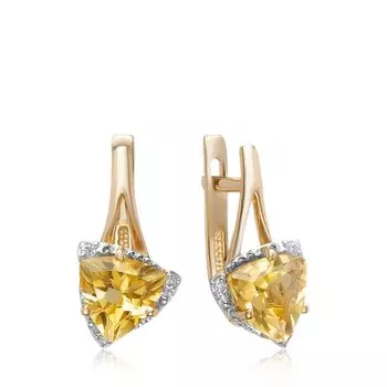 Золотые серьги с цитринами