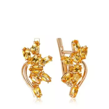 Золотые серьги с цитринами