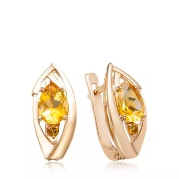 Золотые серьги с цитринами