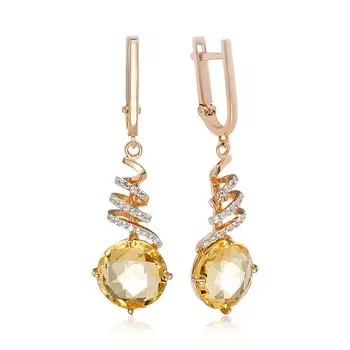 Золотые серьги с цитринами