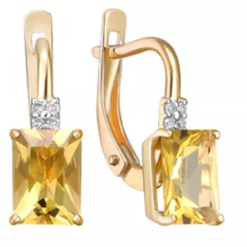Золотые серьги с цитринами и бриллиантами