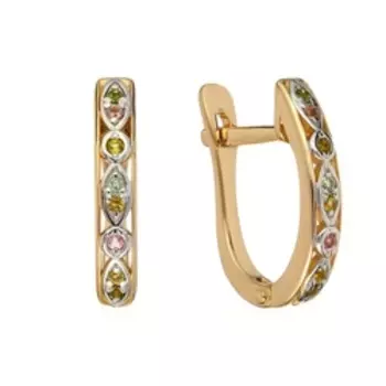 Золотые серьги с цветными турмалинами