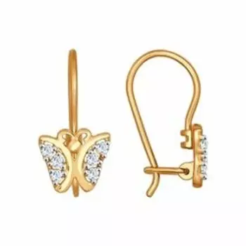 Золотые серьги с фианитами