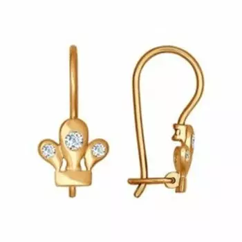 Золотые серьги с фианитами