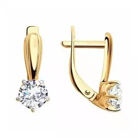 Золотые серьги с фианитами