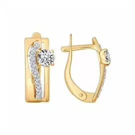 Золотые серьги с фианитами