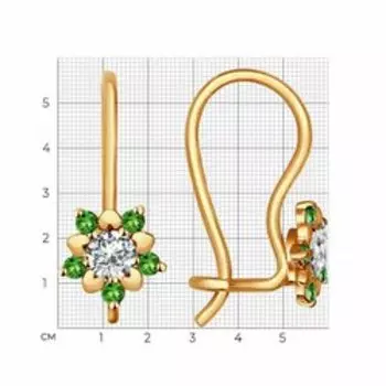 Золотые серьги с фианитами