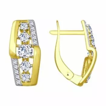 Золотые серьги с фианитами