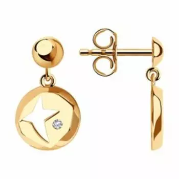 Золотые серьги с фианитами