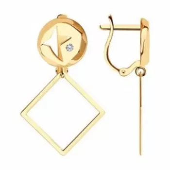 Золотые серьги с фианитами