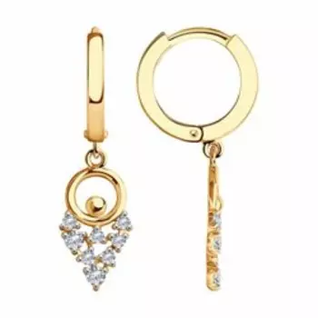 Золотые серьги с фианитами