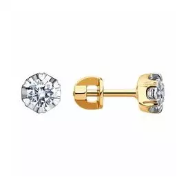 Золотые серьги с фианитами