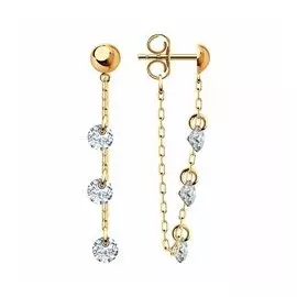 Золотые серьги с фианитами