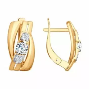 Золотые серьги с фианитами