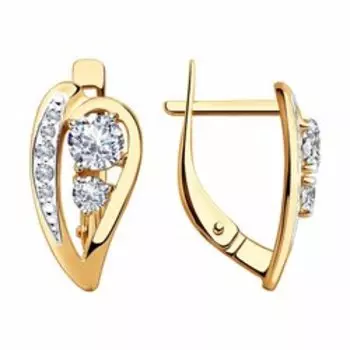 Золотые серьги с фианитами