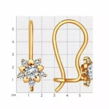 Золотые серьги с фианитами