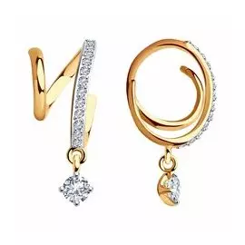 Золотые серьги с фианитами