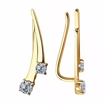 Золотые серьги с фианитами