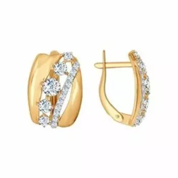 Золотые серьги с фианитами