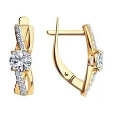 Золотые серьги с фианитами