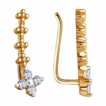 Золотые серьги с фианитами