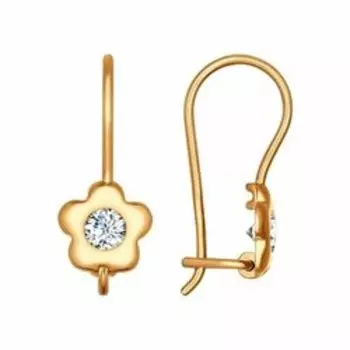 Золотые серьги с фианитами "Цветочки"