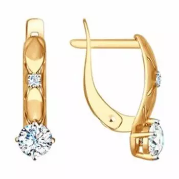 Золотые серьги с фианитами