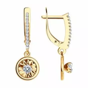 Золотые серьги с фианитами