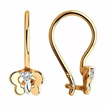 Золотые серьги с фианитами "Бабочки"