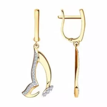 Золотые серьги с фианитами "Бабочки"