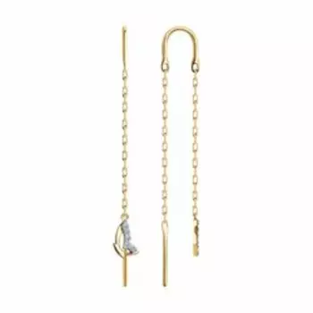 Золотые серьги с фианитами "Бабочки"