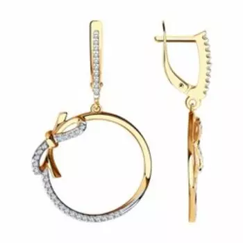 Золотые серьги с фианитами "Бант"