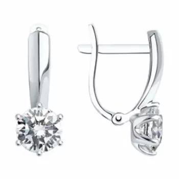 Золотые серьги с фианитами из белого золота