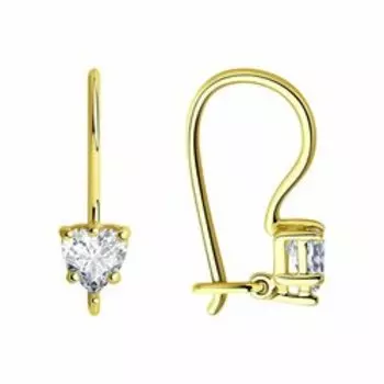 Золотые серьги с фианитами из желтого золота