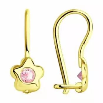 Золотые серьги с фианитами из желтого золота