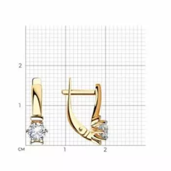 Золотые серьги с фианитами Swarovski